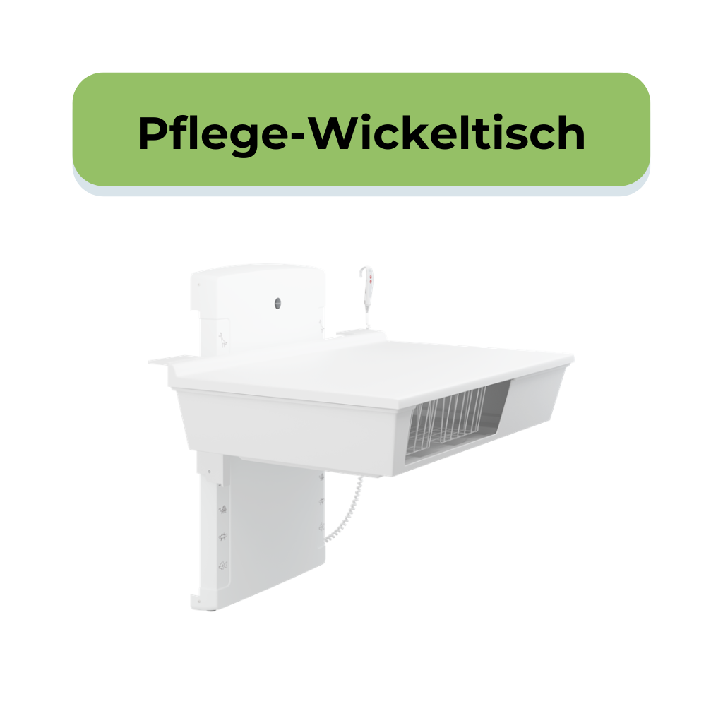 Höhenverstellbarer Wickeltisch für Pflegebereich